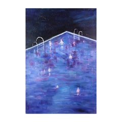 Abstract Blue Pastel Pool Painting